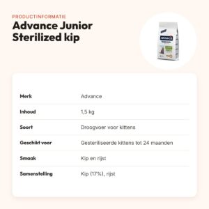 Advance kattenvoer Junior Sterilized kip 1,5 kg – gesteriliseerde kittens – productinformatie