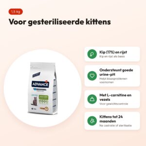 Advance kattenvoer Junior Sterilized kip 1,5 kg – gesteriliseerde kittens – voordelen