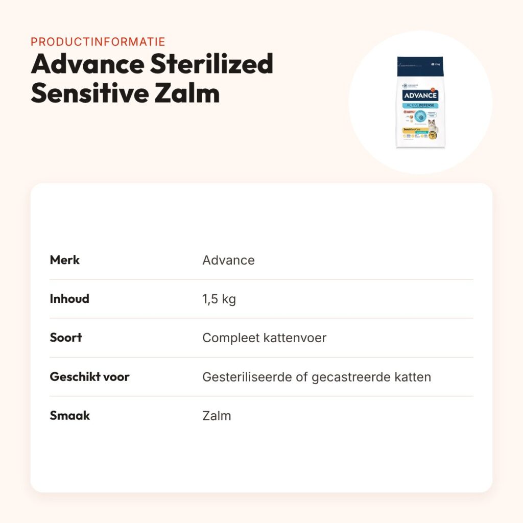 Advance kattenvoer Sterilized Sensitive Zalm 1,5 kg – productinformatie
