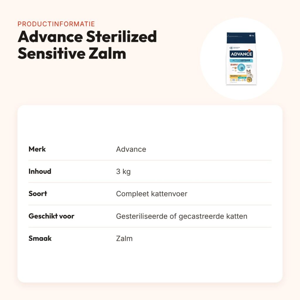 Advance kattenvoer Sterilized Sensitive Zalm 3 kg – productinformatie