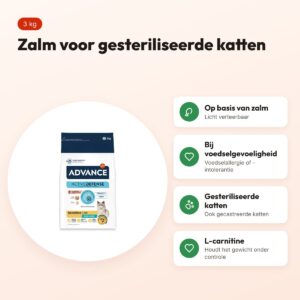 Advance kattenvoer Sterilized Sensitive Zalm 3 kg – voordelen
