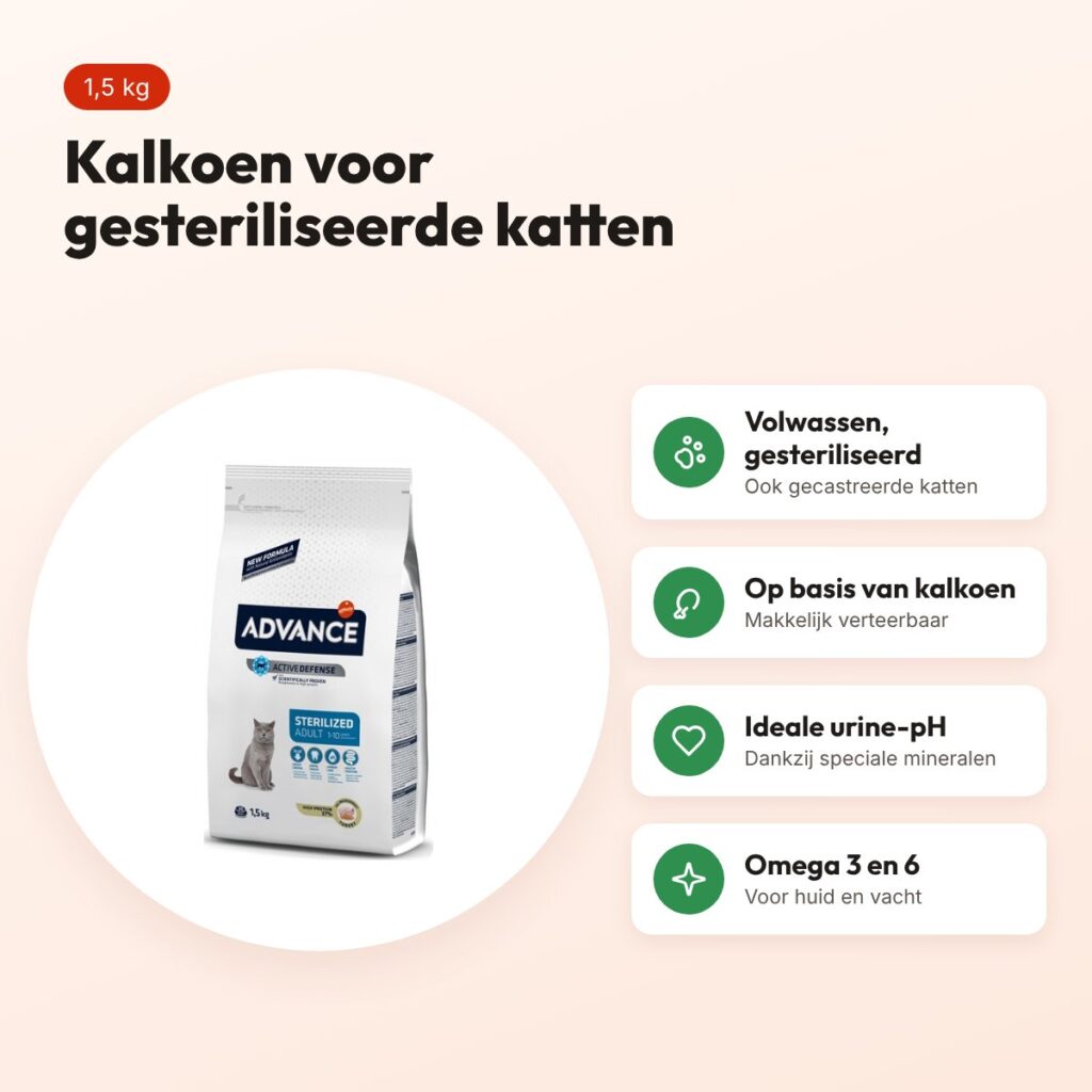 Advance kattenvoer Sterilized Turkey 1,5 kg – kalkoen – voordelen