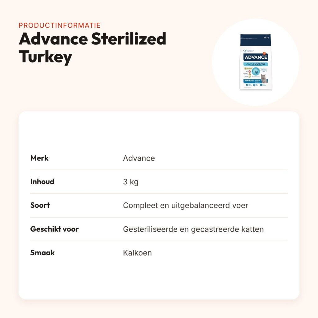 Advance kattenvoer Sterilized Turkey 3 kg – kalkoen – productinformatie