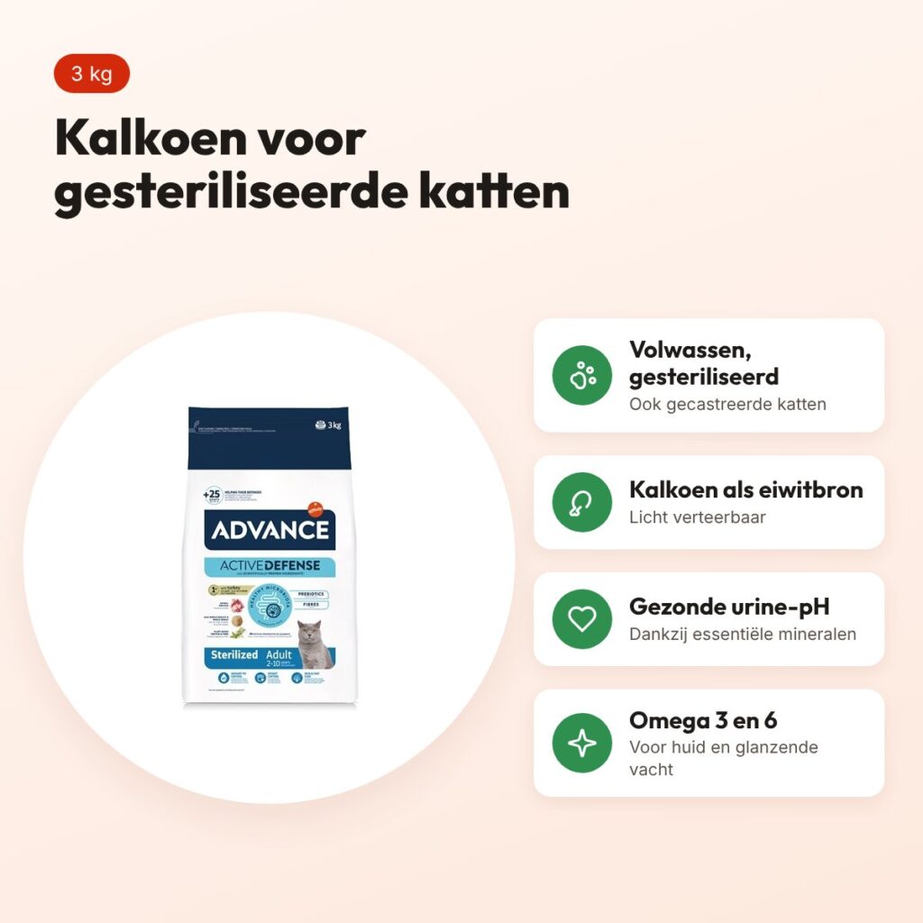Advance kattenvoer Sterilized Turkey 3 kg – kalkoen – voordelen