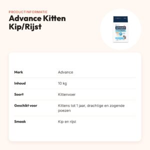 Advance kittenvoer Kip/Rijst 10 kg – voor kittens tot 1 jaar – productinformatie