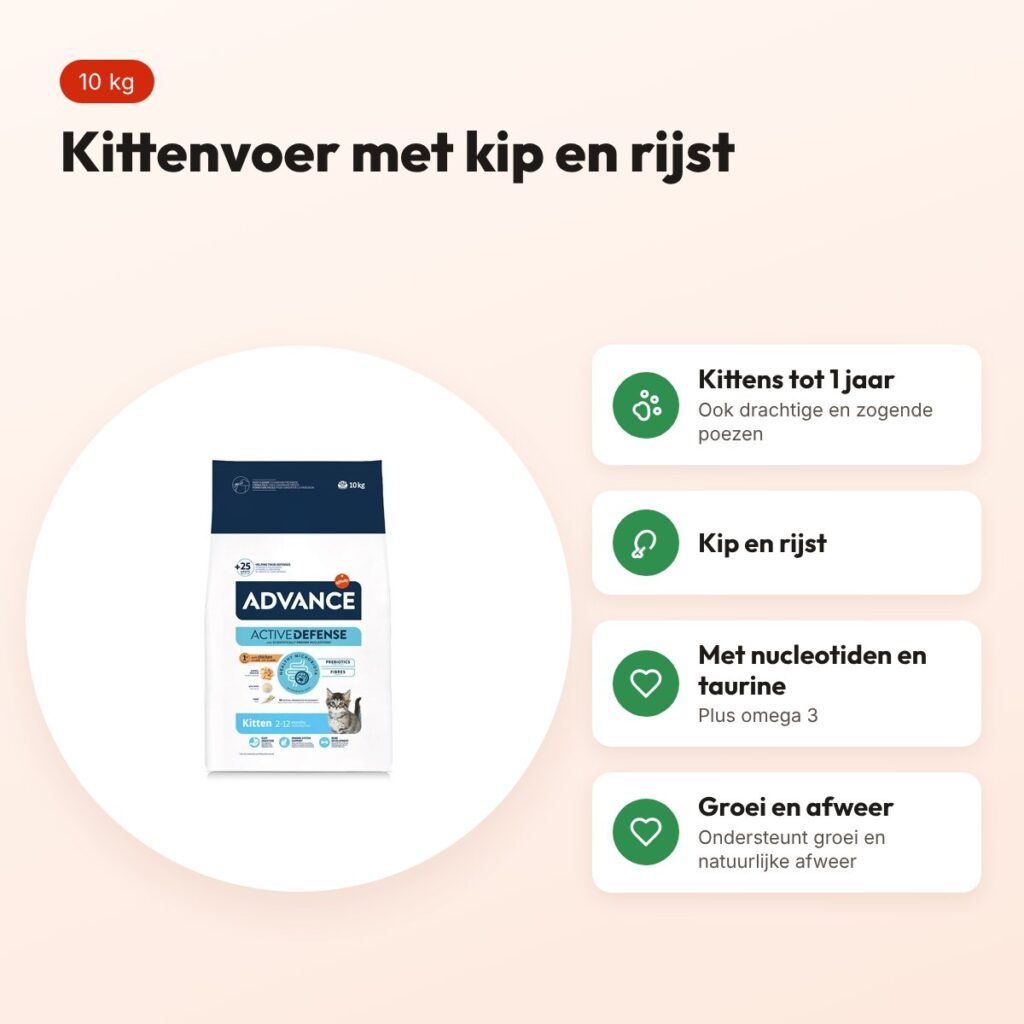 Advance kittenvoer Kip/Rijst 10 kg – voor kittens tot 1 jaar – voordelen