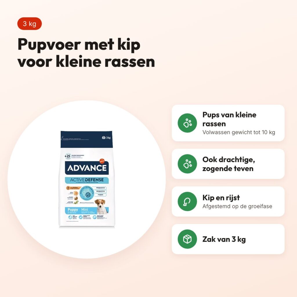 Advance Puppy Protect Mini 3 kg – pupvoer met kip, kleine rassen – voordelen