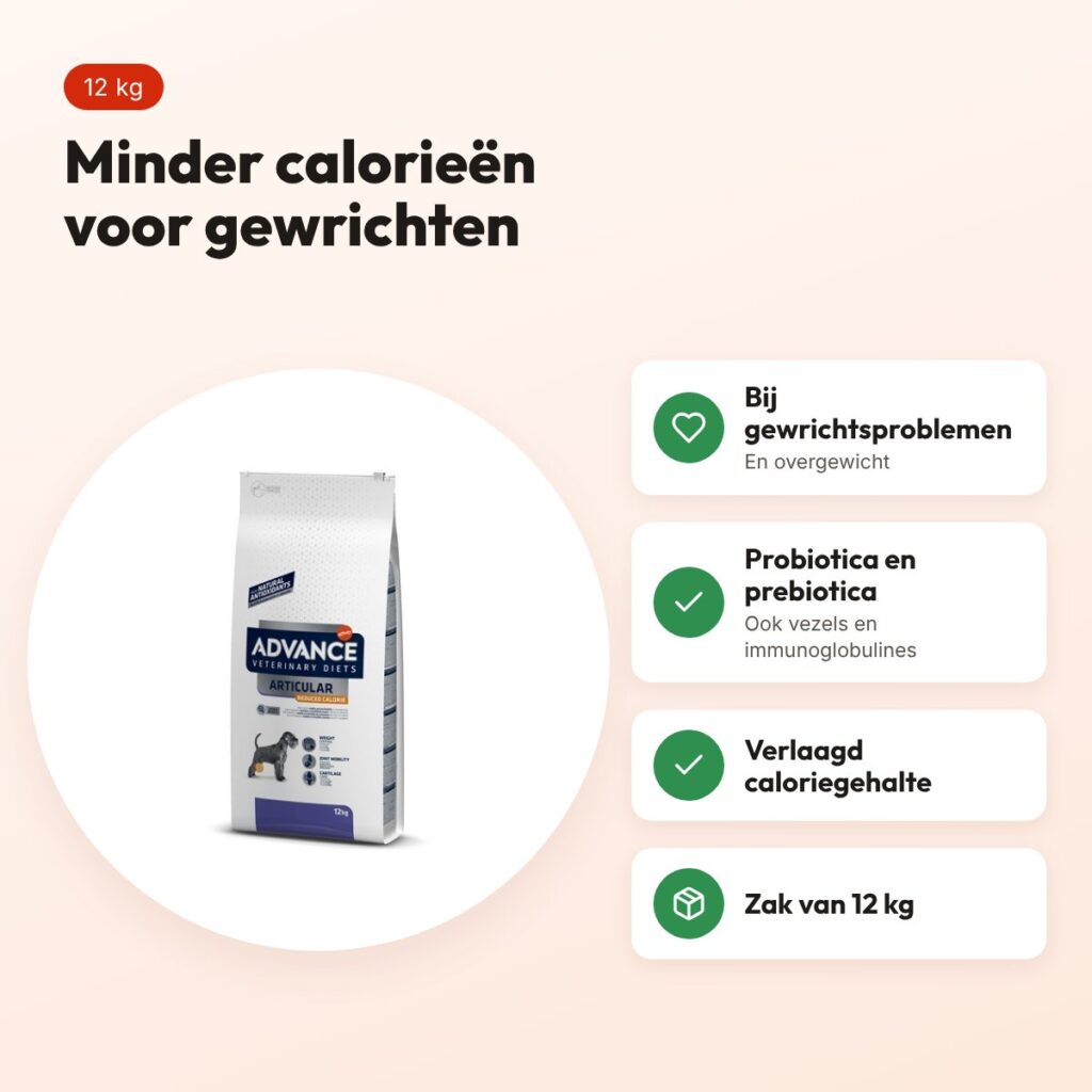 Advance Veterinary Diet hondenvoer Articular 12 kg – minder calorieën – voordelen