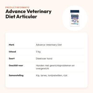 Advance Veterinary Diet hondenvoer Articular 3 kg – minder calorieën – productinformatie