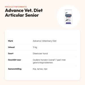 Advance Veterinary Diet hondenvoer Articular Senior 3 kg – vanaf 7 jaar – productinformatie