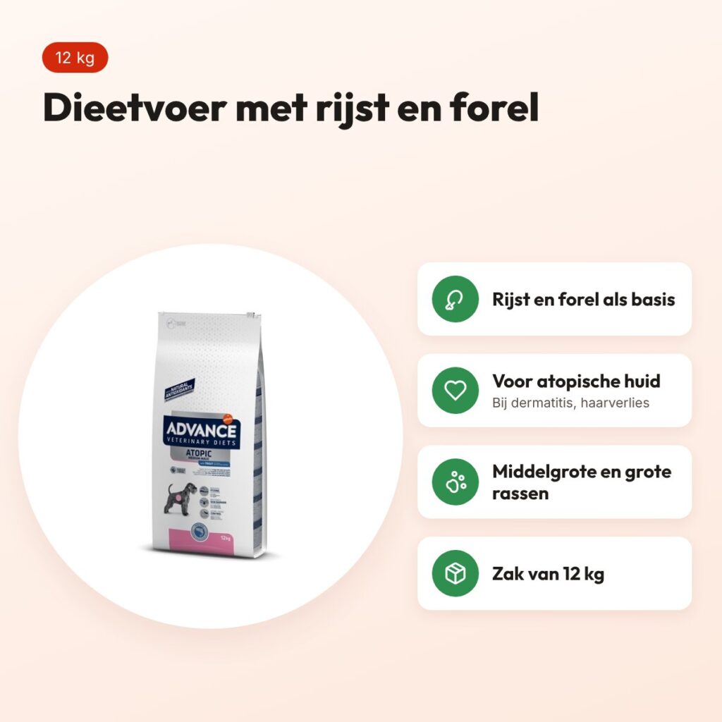 Advance Veterinary Diet hondenvoer Atopic Medium/Maxi 12 kg – huid – voordelen