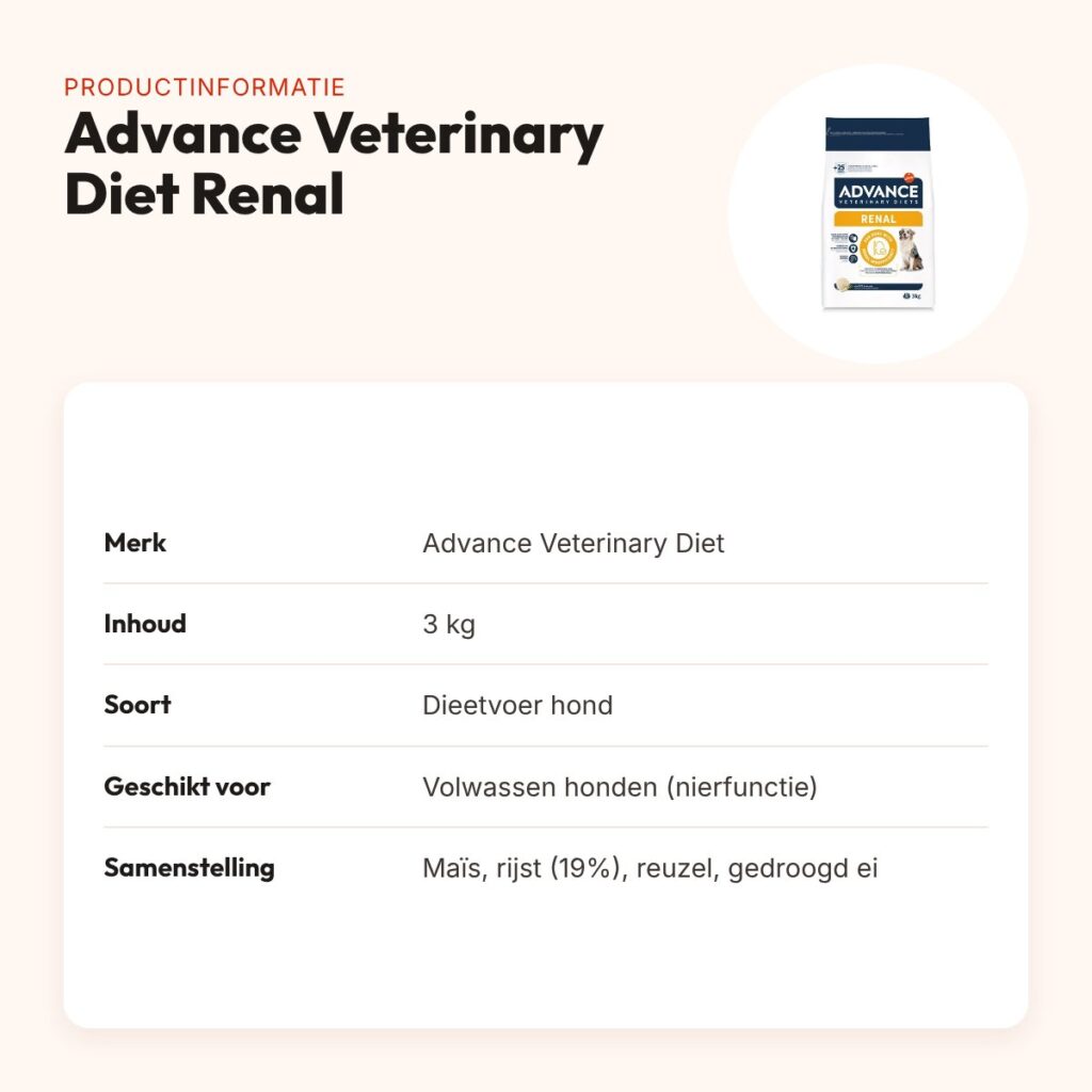Advance Veterinary Diet hondenvoer Renal 3 kg – nieren, laag fosforgehalte – productinformatie