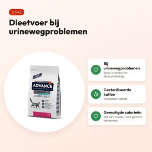 Advance Veterinary Diet kat Urinary Sterilized 2,5 kg – minder calorieën – voordelen