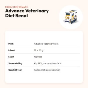 Advance Veterinary Diet kattenvoer Renal 12 x 85 g – natvoer, nieren – productinformatie
