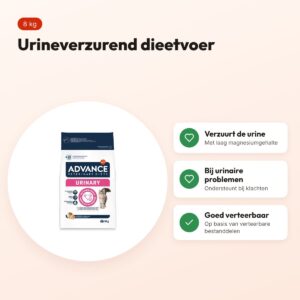 Advance Veterinary Diet kattenvoer Urinary 8 kg – urineverzurend – voordelen