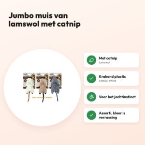 AFP Jumbo Crinkle muis kattenspeelgoed lamswol met catnip – voordelen