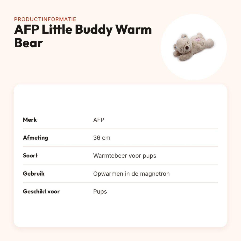 AFP Little Buddy Warm Bear 36 cm – warmtebeer voor pups – productinformatie