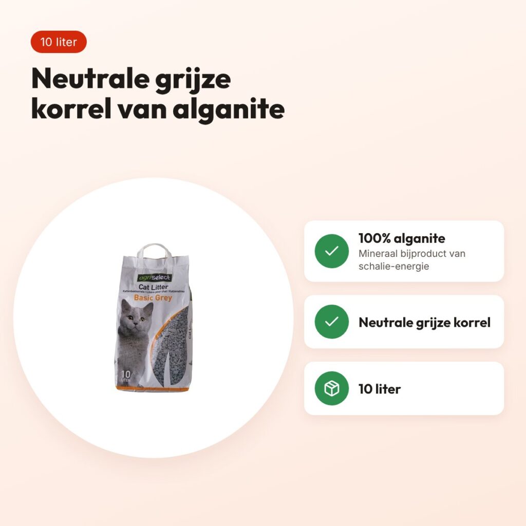 Agriselect Basic Grey kattenbakvulling alganite 10 liter – voordelen