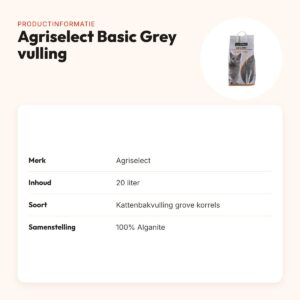 Agriselect Basic Grey kattenbakvulling grove korrels 20 liter – productinformatie