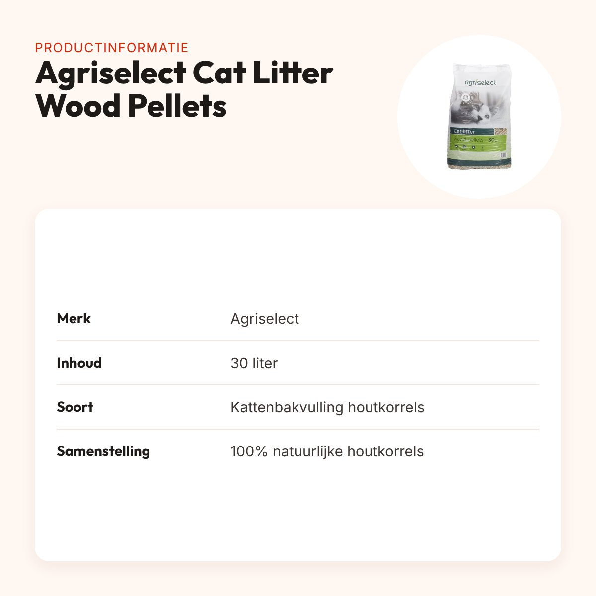 Agriselect Cat Litter Wood Pellets kattenbakvulling houtkorrels 30 liter – productinformatie