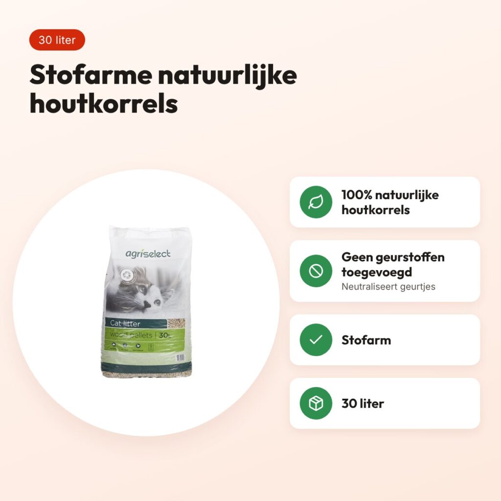 Agriselect Cat Litter Wood Pellets kattenbakvulling houtkorrels 30 liter – voordelen