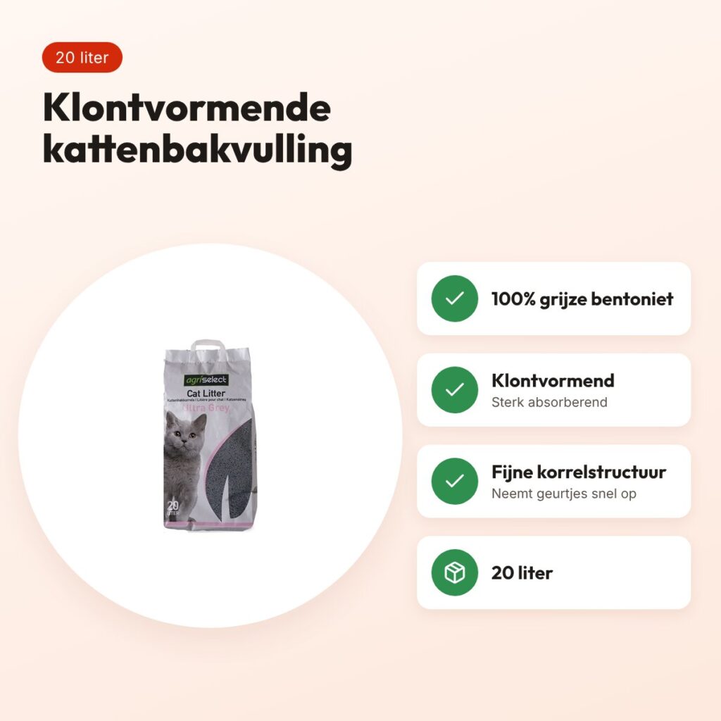 Agriselect Ultra Grey kattenbakvulling klontvormend 20 liter – voordelen