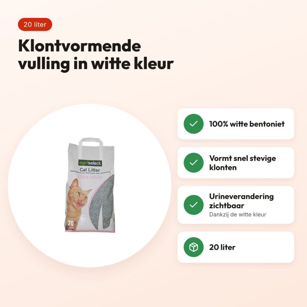Agriselect Ultra White kattenbakvulling klontvormend 20 liter – voordelen