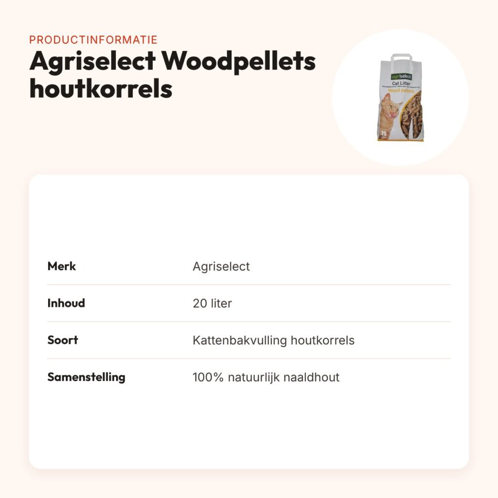 Agriselect Woodpellets kattenbakvulling houtkorrels 20 liter – productinformatie