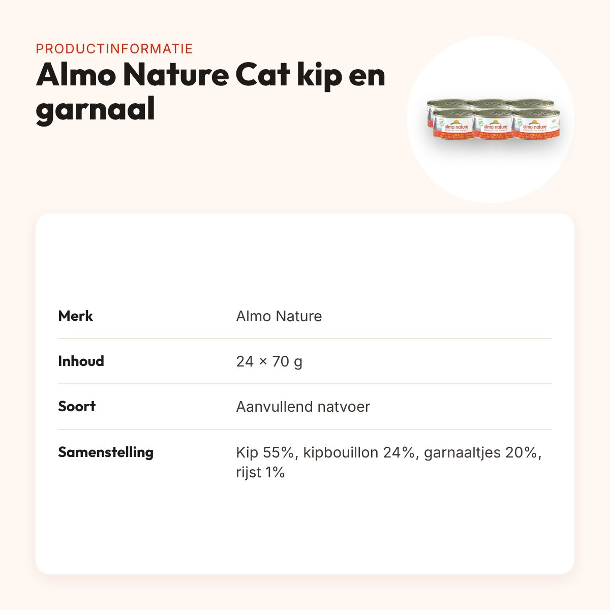 Almo Nature Cat natvoer kip en garnaal 24 x 70 g – productinformatie