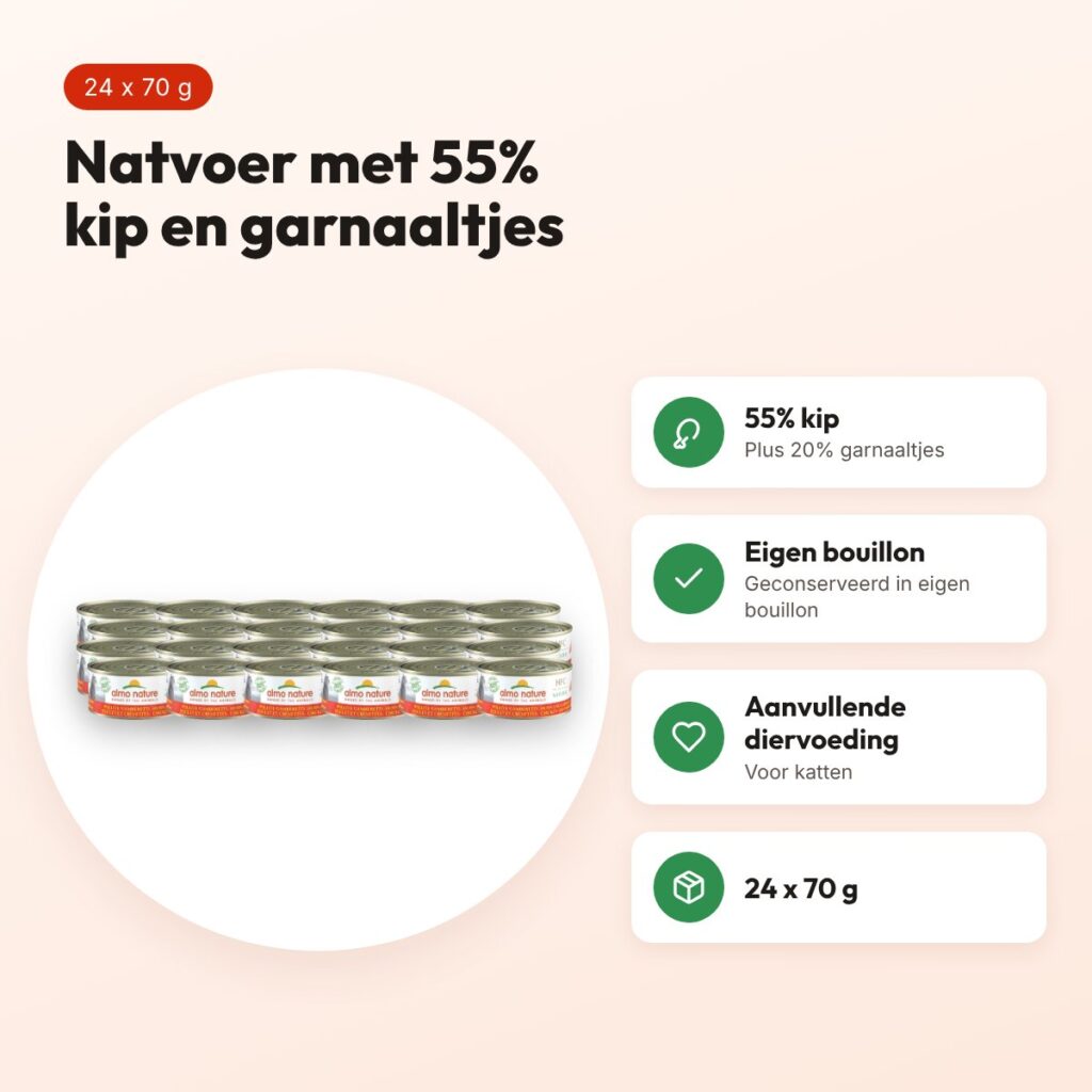 Almo Nature Cat natvoer kip en garnaal 24 x 70 g – voordelen