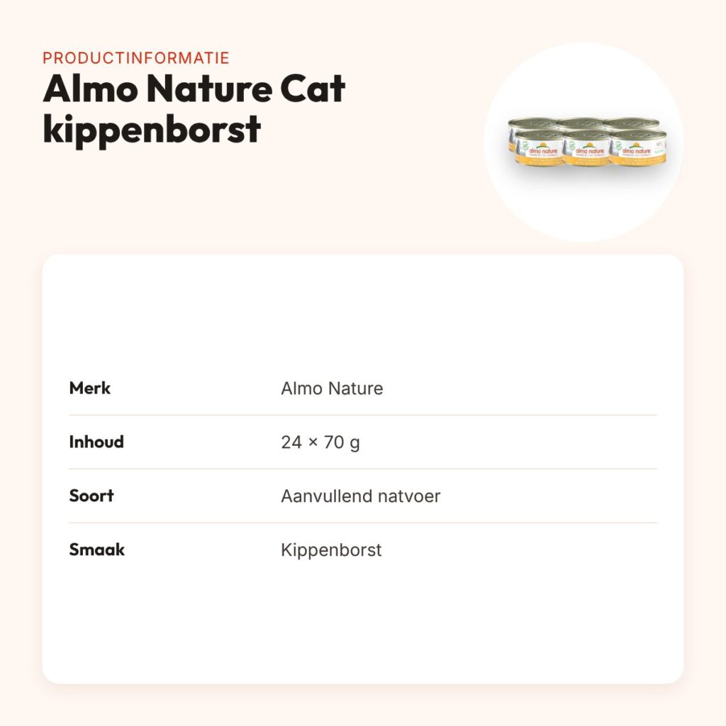 Almo Nature Cat natvoer kippenborst 24 x 70 g – productinformatie