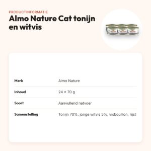 Almo Nature Cat natvoer tonijn en jonge witvis 24 x 70 g – productinformatie