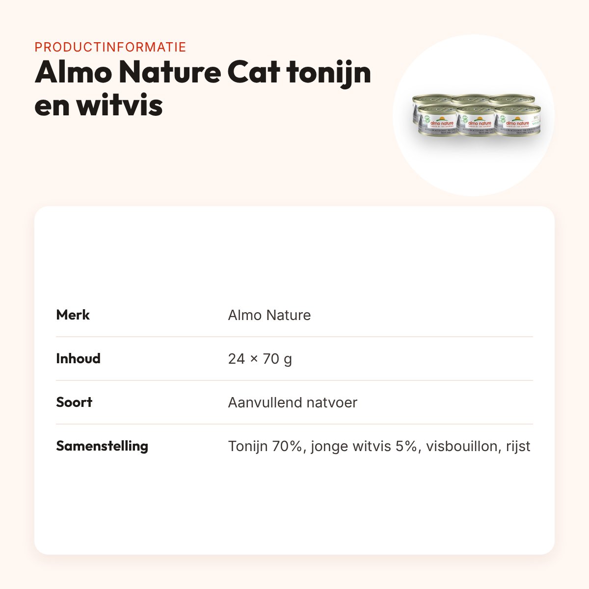 Almo Nature Cat natvoer tonijn en jonge witvis 24 x 70 g – productinformatie