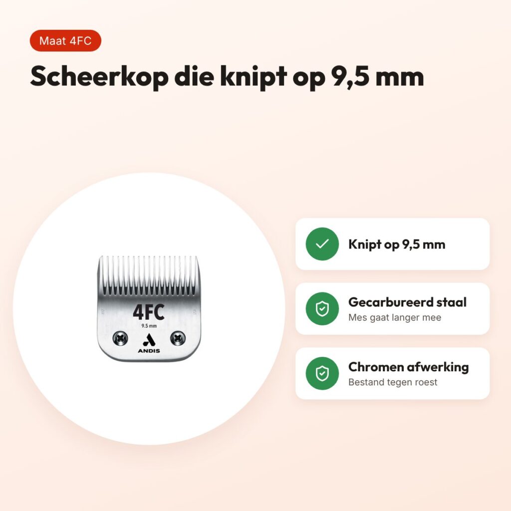 Andis scheerkop 4FC 9,5 mm – gecarbureerd staal, chroom – voordelen