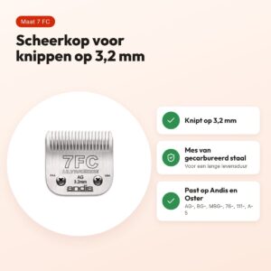 Andis UltraEdge scheerkop maat 7 FC – 3,2 mm, gecarbureerd staal – voordelen