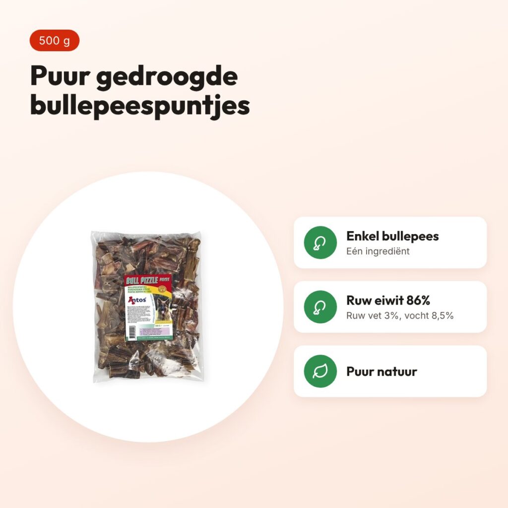 Anthos bullepeespuntjes hondensnack 500 g – 86% ruw eiwit – voordelen