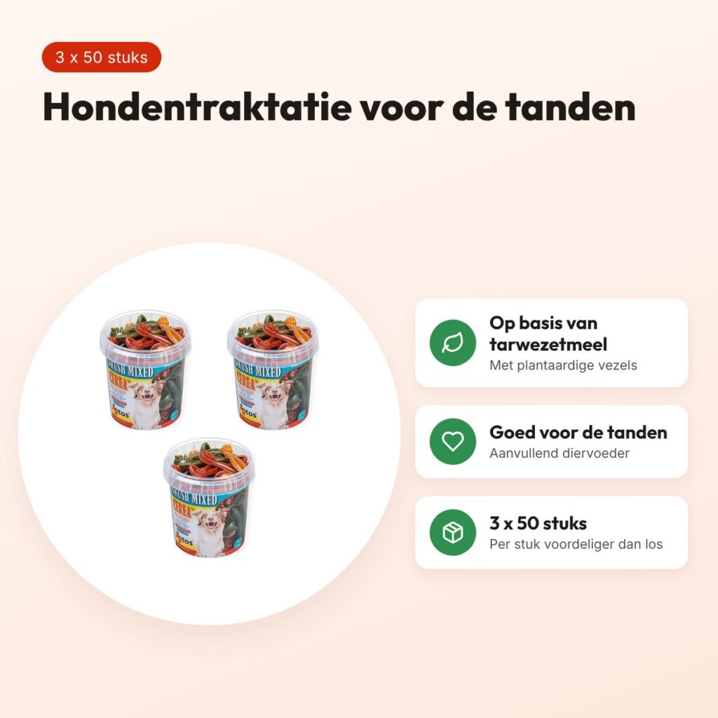 Antos hondensnack Mixed Brush – multipack 3 x 50 stuks – voordelen