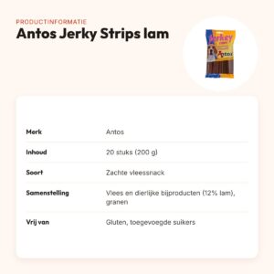 Antos Jerky Strips lam 20 stuks (200 g) – zachte vleessnacks – productinformatie