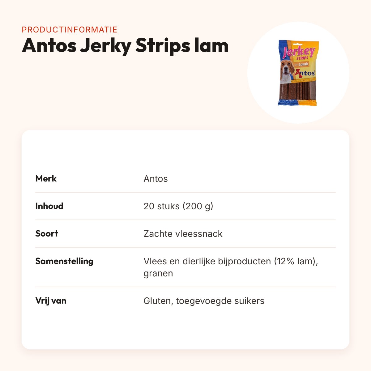 Antos Jerky Strips lam 20 stuks (200 g) – zachte vleessnacks – productinformatie