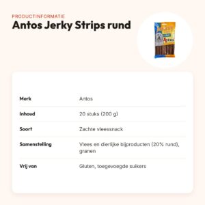 Antos Jerky Strips rund 20 stuks (200 g) – zachte vleessnacks – productinformatie