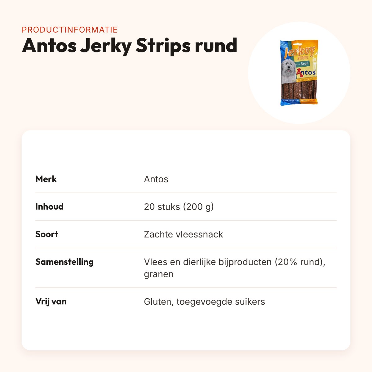 Antos Jerky Strips rund 20 stuks (200 g) – zachte vleessnacks – productinformatie