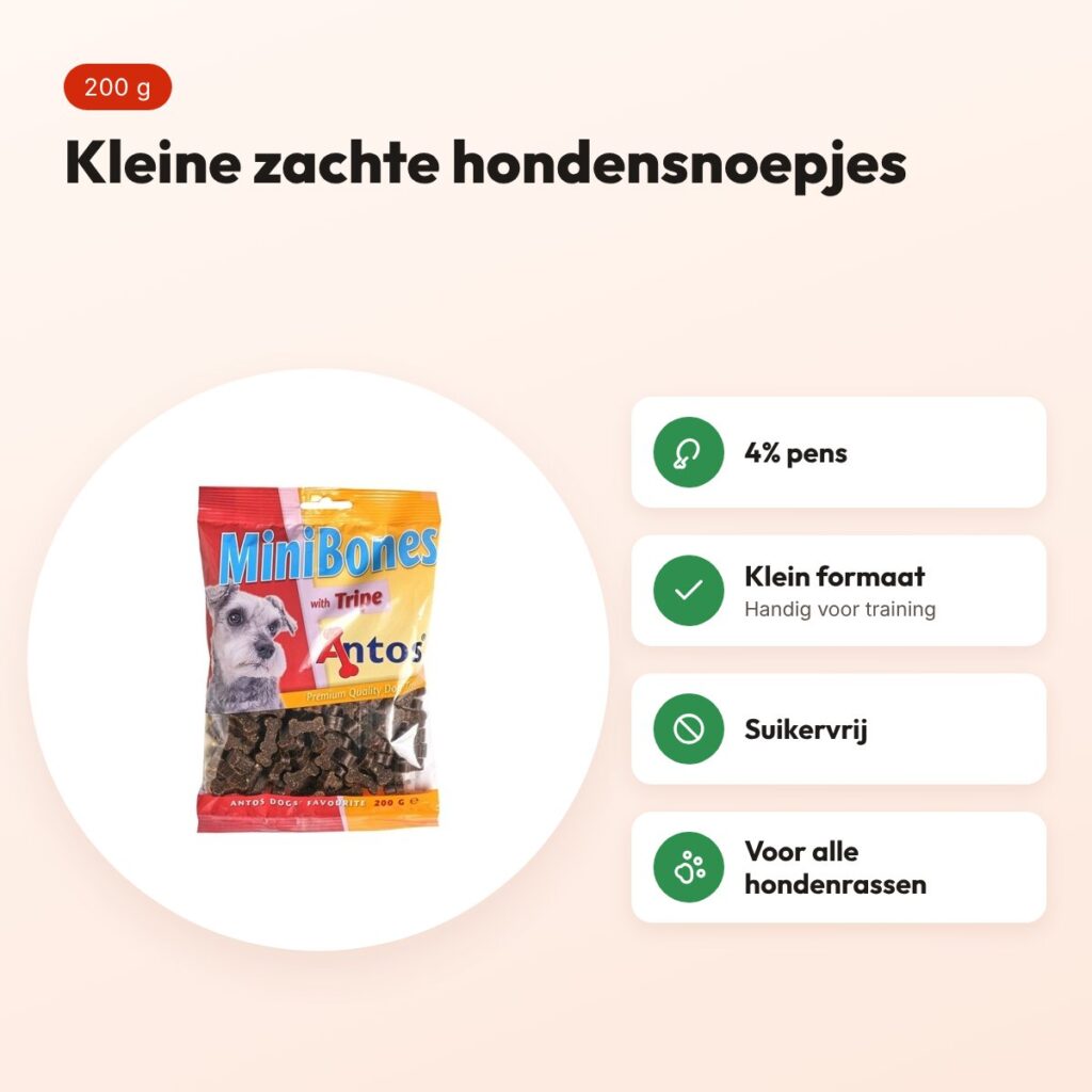Antos Mini Bones pens 200 g – zachte hondensnoepjes – voordelen