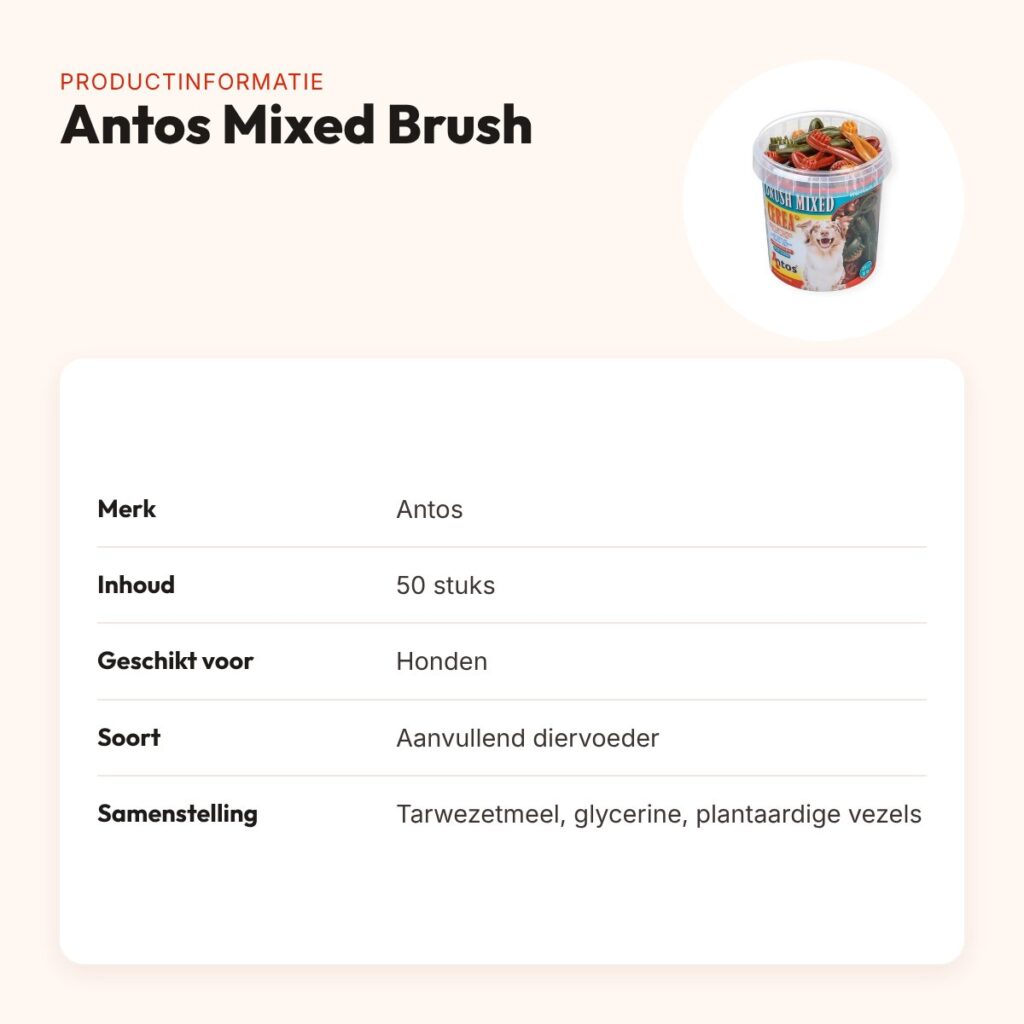 Antos Mixed Brush hondentraktatie 50 stuks – tarwezetmeel – productinformatie