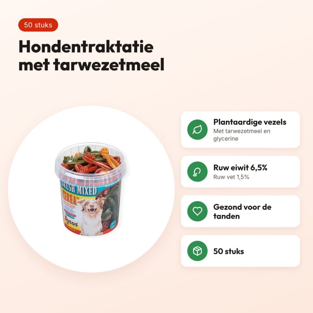 Antos Mixed Brush hondentraktatie 50 stuks – tarwezetmeel – voordelen