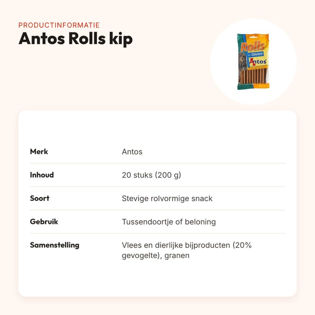 Antos Rolls kip 20 stuks (200 g) – stevige hondensnacks – productinformatie