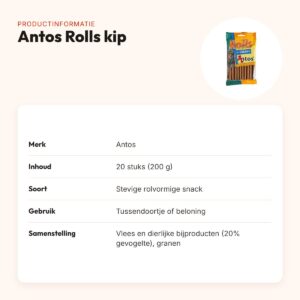 Antos Rolls kip 20 stuks (200 g) – stevige hondensnacks – productinformatie