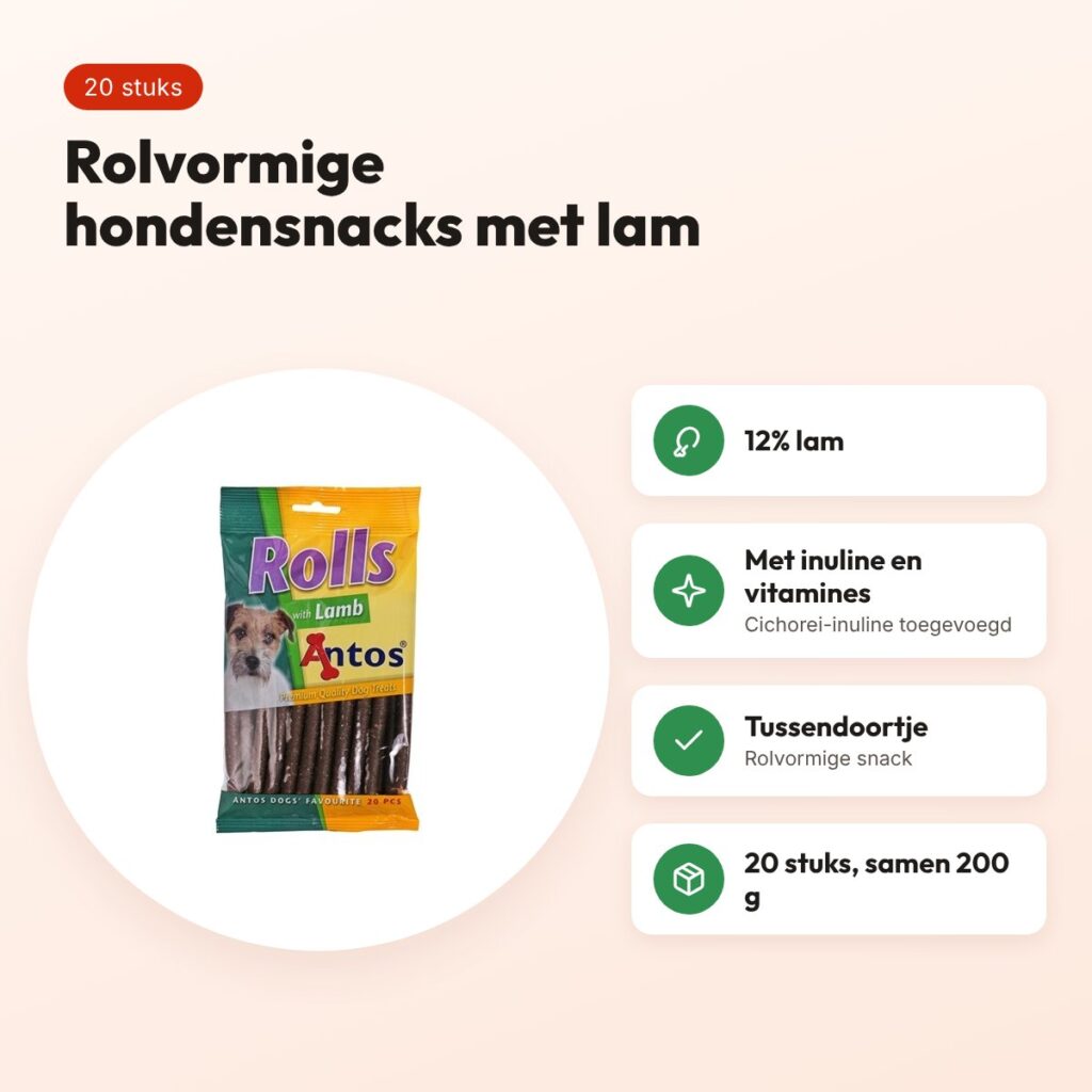 Antos Rolls lam 20 stuks (200 g) – rolvormige hondensnacks – voordelen