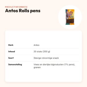Antos Rolls pens 20 stuks (200 g) – rolvormige hondensnacks – productinformatie