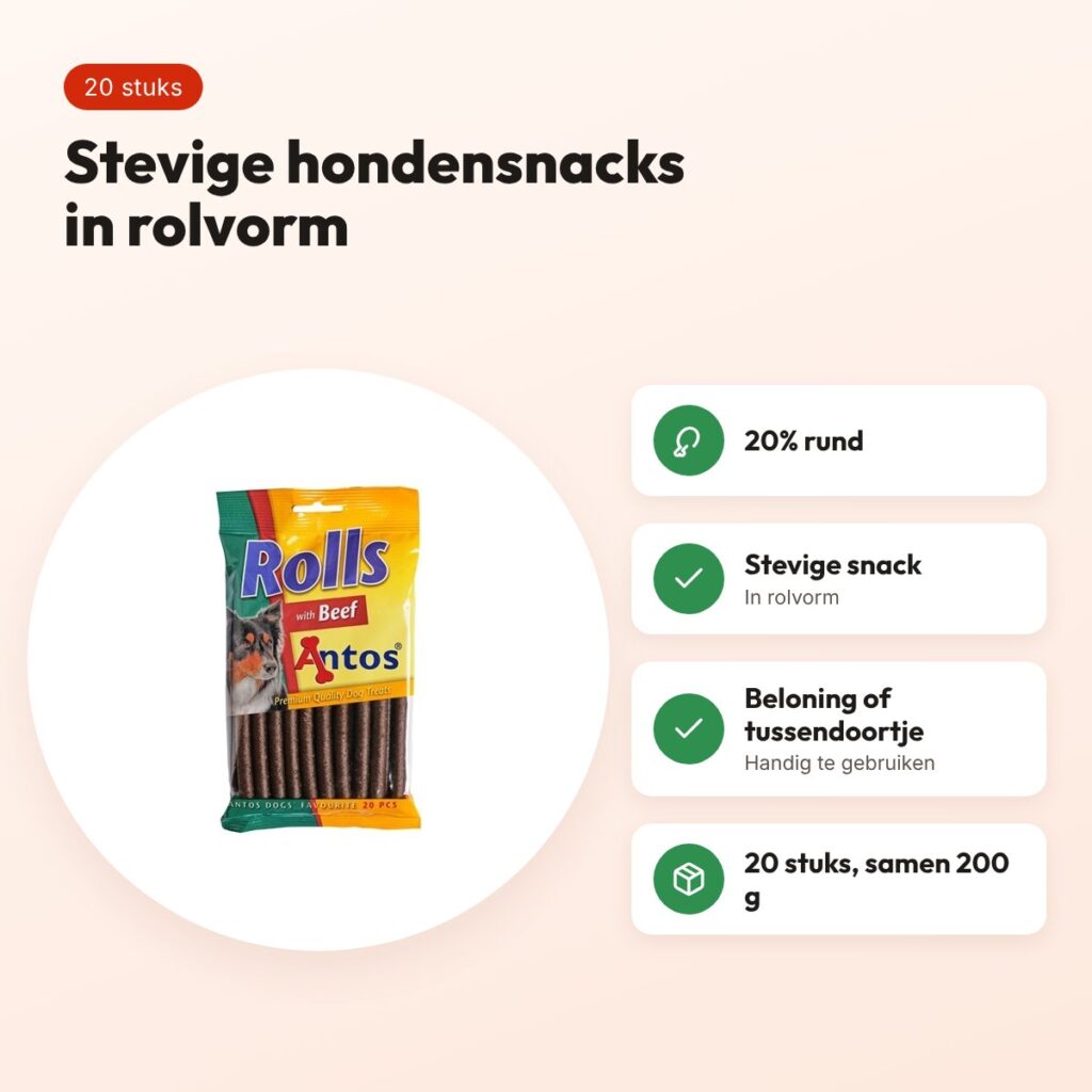 Antos Rolls rund 20 stuks (200 g) – stevige hondensnacks – voordelen