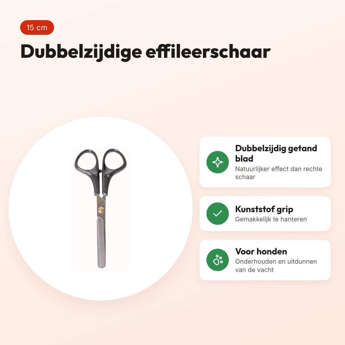 Artero dubbelzijdige effileerschaar 15 cm – kunststof grip, voor honden – voordelen
